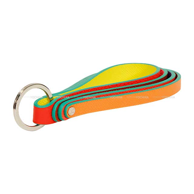 HERMES keyring(key holder) Petit H Rainbow Key ring Multicolor Veau Togo/Veau Epsom Silver HW[EXCELLENT][Authentic]