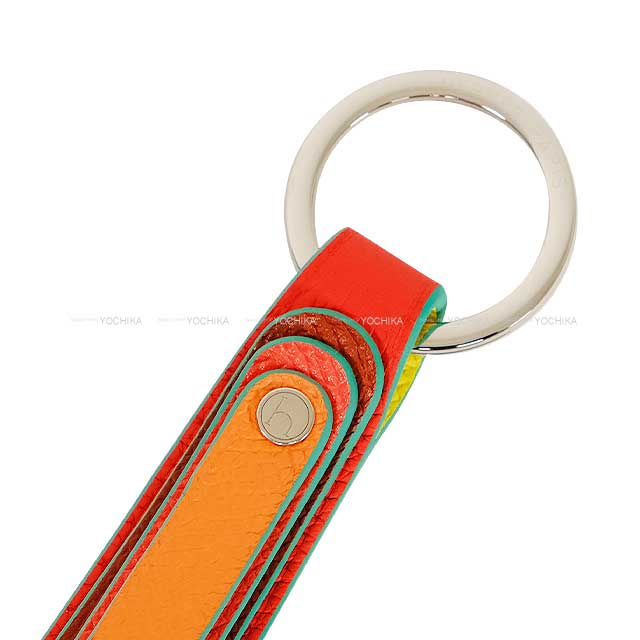 HERMES keyring(key holder) Petit H Rainbow Key ring Multicolor Veau Togo/Veau Epsom Silver HW[EXCELLENT][Authentic]