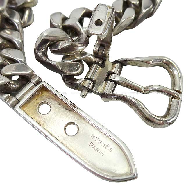 [Pre-loved] HERMES necklace Vintage boucle sellier Chain Silver800[USED AB][Authentic]