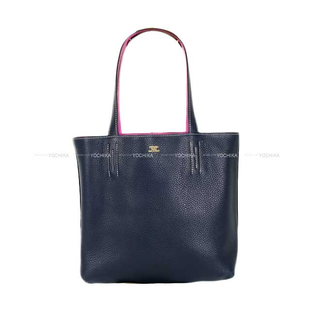 [Pre-loved] HERMES tote bag Bleu Nuit/Magnolia Taurillon Clemence Stamp A[LIKE NEW][Authentic]