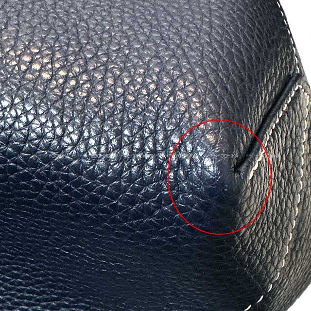 [Pre-loved] HERMES tote bag Bleu Nuit/Magnolia Taurillon Clemence Stamp A[LIKE NEW][Authentic]