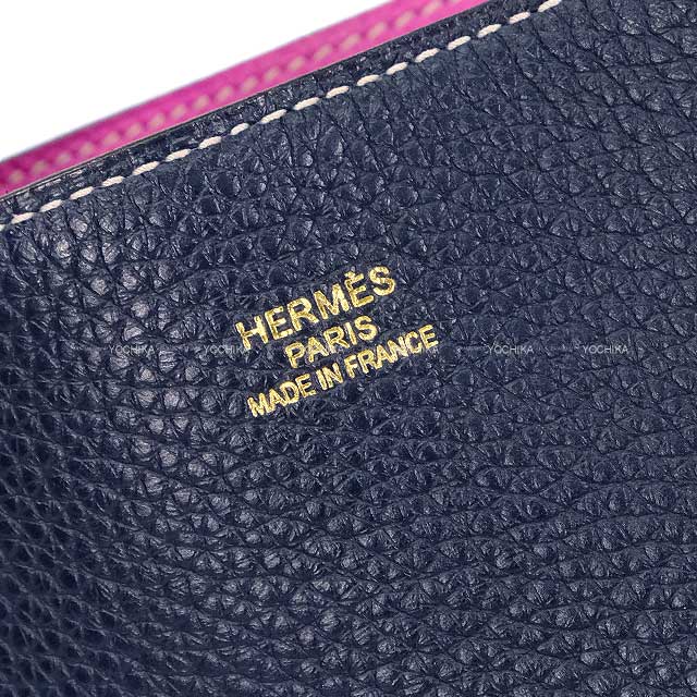 [Pre-loved] HERMES tote bag Bleu Nuit/Magnolia Taurillon Clemence Stamp A[LIKE NEW][Authentic]