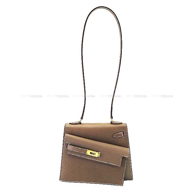 HERMES Shoulder bag Kelly mini 2 Kelly20 en Desordre Etoupe Veau Epsom Gold HW Stamp B[EXCELLENT][Authentic]