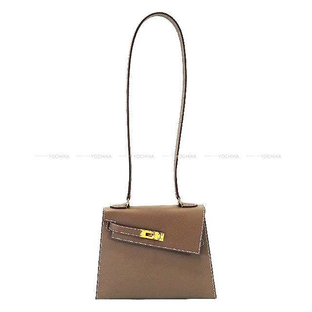 HERMES Shoulder bag Kelly mini 2 Kelly20 en Desordre Etoupe Veau Epsom Gold HW Stamp B[EXCELLENT][Authentic]