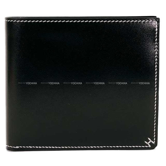 HERMES Bi-fold wallet H Sellier Compact Noir (Black) Box Calf Silver HW Stamp W[BRAND NEW][Authentic]