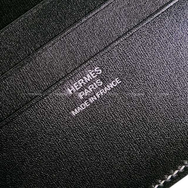 HERMES Bi-fold wallet H Sellier Compact Noir (Black) Box Calf Silver HW Stamp W[BRAND NEW][Authentic]