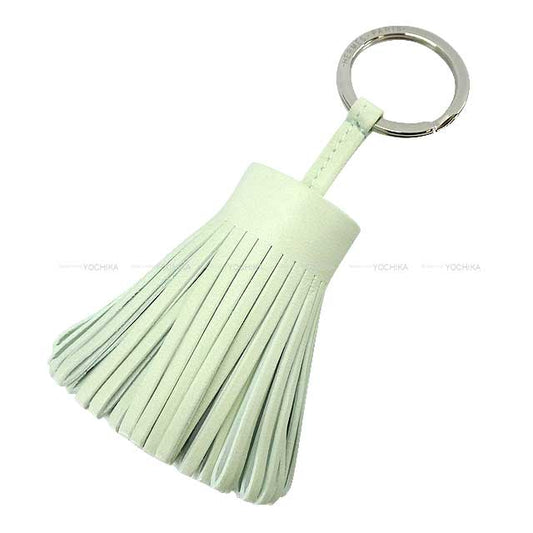 HERMES key ring Carmen Vert Fizz Agneau Milo Silver HW Stamp W[BRAND NEW][Authentic]