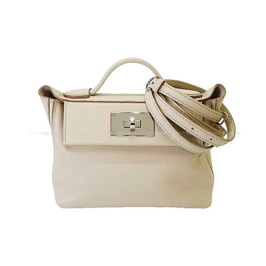 HERMES Shoulder bag Sac 24/24 21 Mini Beton Evercolor/Veau Swift Silver HW Stamp U[EXCELLENT][Authentic]