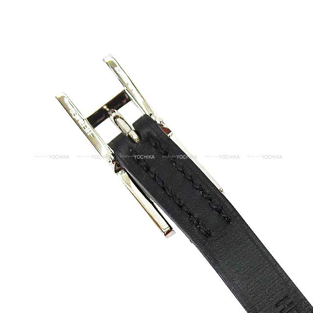 HERMES bracelet Be Hapi Double Tour #T2 Noir (Black)/Gold Veau Swift Silver HW Stamp A[EXCELLENT][Authentic]