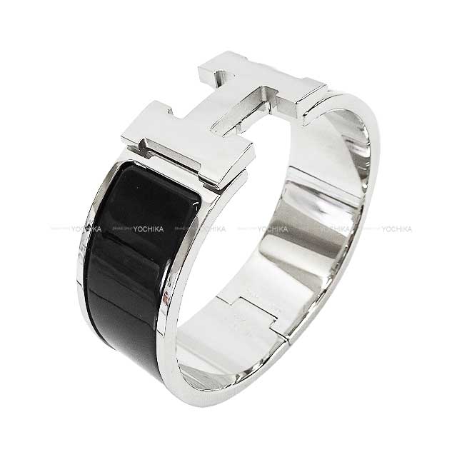 [Pre-loved] HERMES bracelet Clic-Clac H PM Noir (Black) Enamel Silver Plated[LIKE NEW][Authentic]