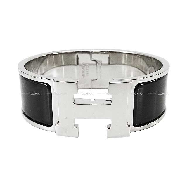 [Pre-loved] HERMES bracelet Clic-Clac H PM Noir (Black) Enamel Silver Plated[LIKE NEW][Authentic]