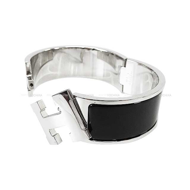 [Pre-loved] HERMES bracelet Clic-Clac H PM Noir (Black) Enamel Silver Plated[LIKE NEW][Authentic]