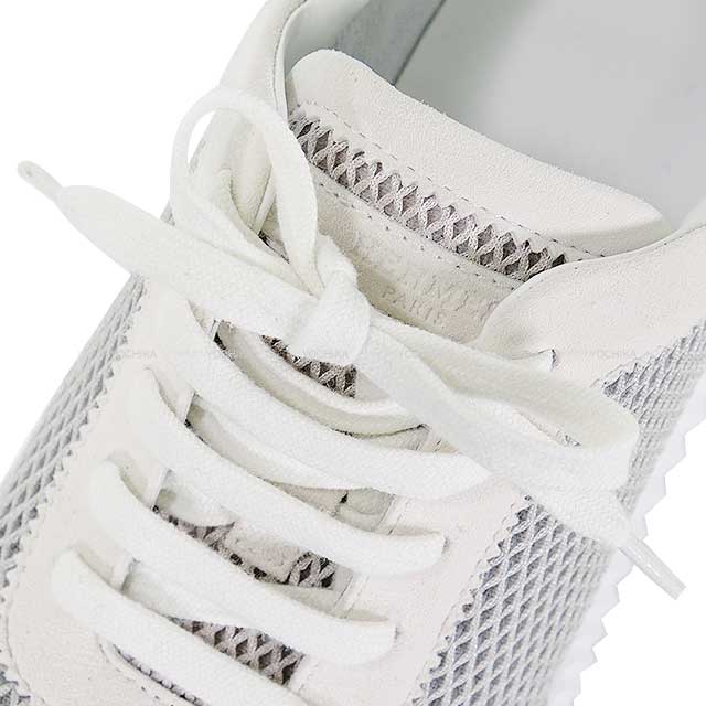 [Pre-loved] HERMES sneakers Baunsing #38.5 Blanc (White) /Grillrare Mesh Technique/Chevre Velours[LIKE NEW][Authentic]