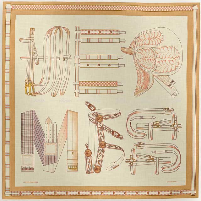 2024AW HERMES scarf Lettres Equestres Natural/Beige/Rose Poodle Cashmere/Silk[BRAND NEW][Authentic]