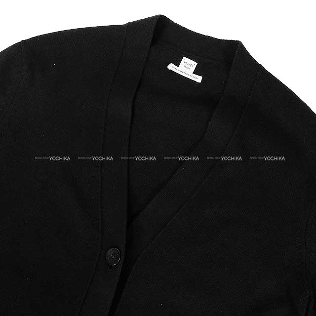 HERMES Cardigan Long Knit Sweater Sellier Button Noir (Black) Cashmere 36[EXCELLENT][Authentic]