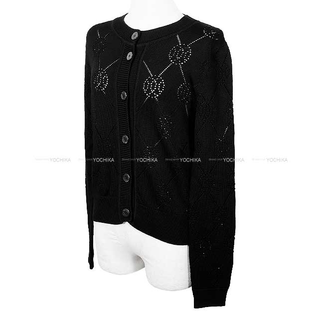 2022SS HERMES Cardigan Micro H Lift Noir (Black) Reyon/Cotton 38[EXCELLENT][Authentic]