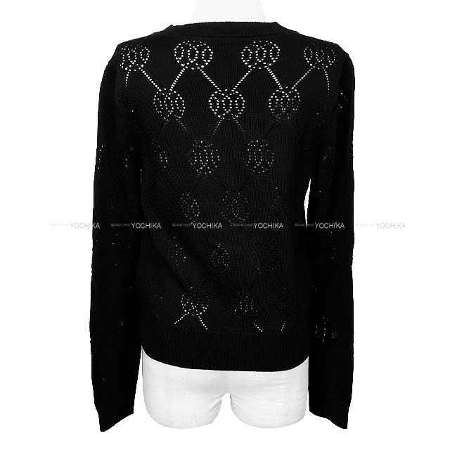 2022SS HERMES Cardigan Micro H Lift Noir (Black) Reyon/Cotton #38[EXCELLENT][Authentic]