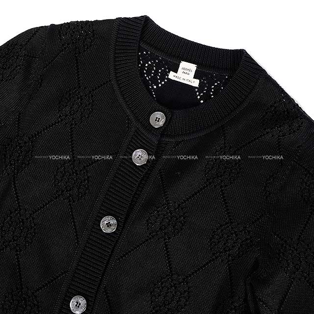 2022SS HERMES Cardigan Micro H Lift Noir (Black) Reyon/Cotton 38[EXCELLENT][Authentic]