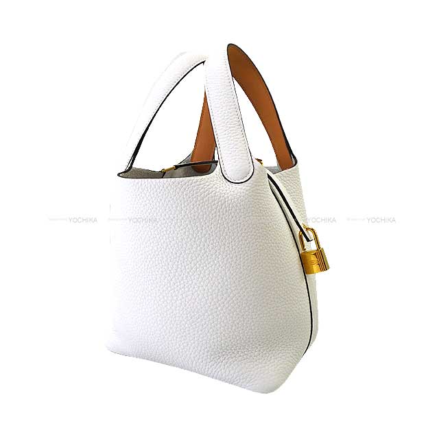 HERMES Handbag Picotin Lock 18 PM Eclat New White/Sesami Taurillon Clemence/Veau Swift Gold HW Stamp W[BRAND NEW][Authentic]