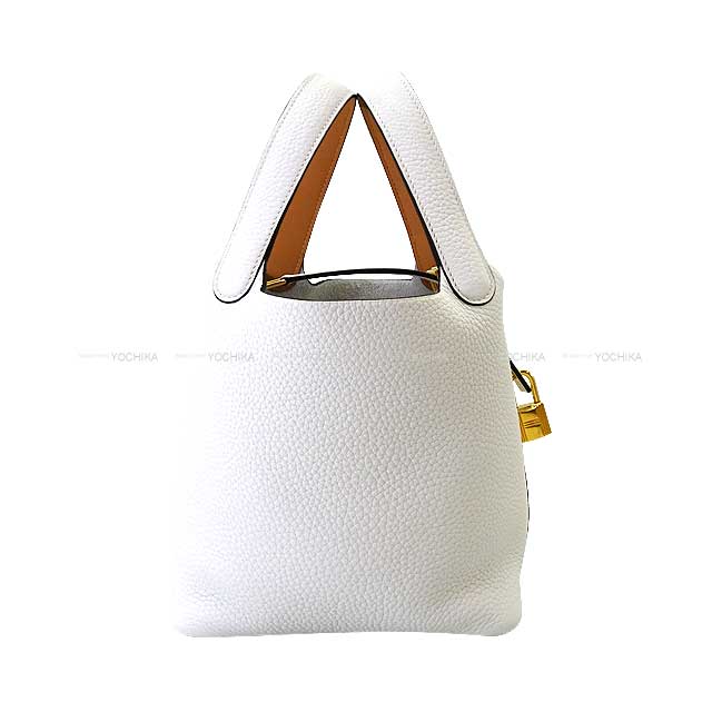 HERMES Handbag Picotin Lock 18 PM Eclat New White/Sesami Taurillon Clemence/Veau Swift Gold HW Stamp W[BRAND NEW][Authentic]