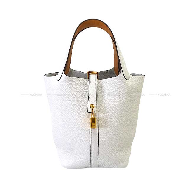 HERMES Handbag Picotin Lock 18 PM Eclat New White/Sesami Taurillon Clemence/Veau Swift Gold HW Stamp W[BRAND NEW][Authentic]