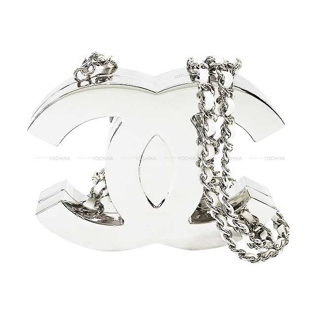 2025 Cruise line CHANEL Shoulder bag Long necklace Coco mark metal chain Blanc (White) Metal/Calf Silver HW ABE814[BRAND NEW][Authentic]