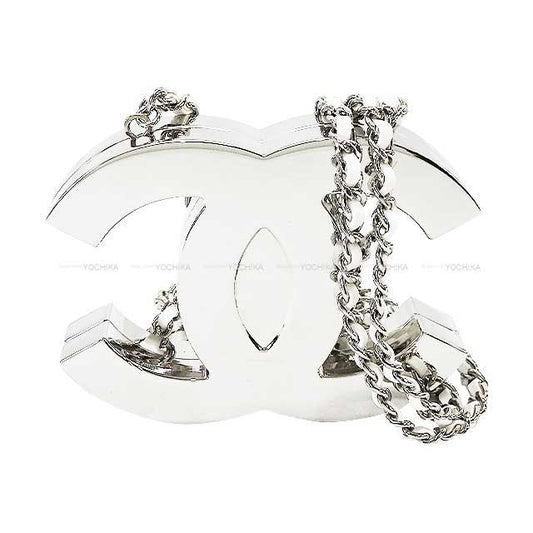 2025 Cruise line CHANEL Shoulder bag Long necklace Coco mark metal chain Blanc (White) Metal/Calf Silver HW ABE814[BRAND NEW][Authentic]