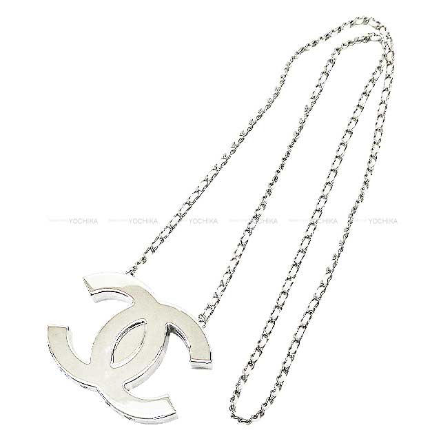 2025 Cruise line CHANEL necklace Long necklace Coco mark metal chain Blanc (White) Metal/Calf Silver HW ABE814[BRAND NEW][Authentic]