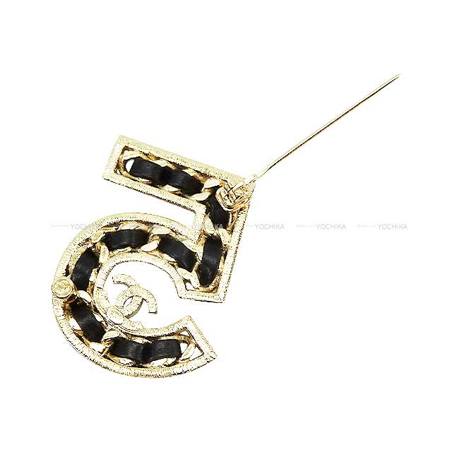 202AW CHANEL broach Brooch chain No.5 Rhinestone coco mark Noir (Black) /Lambskin Champagne Gold HW ABA170[EXCELLENT][Authentic]