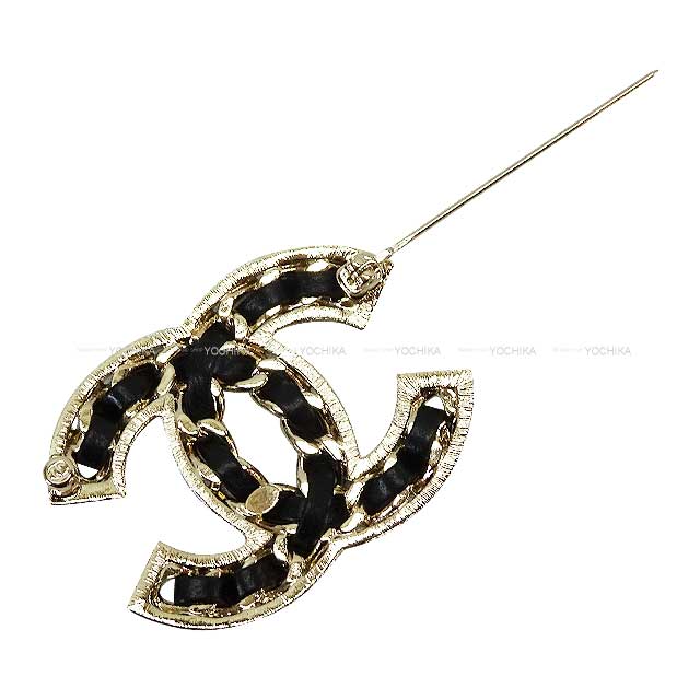 CHANEL broach Chain Coco Mark Noir (Black) /Lambskin Antique Gold HW AB5107[EXCELLENT][Authentic]