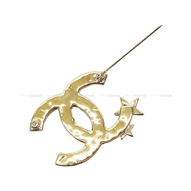 CHANEL broach Big Coco Mark Star Rhinestone Rope Champagne Gold HW ABB505[EXCELLENT][Authentic]