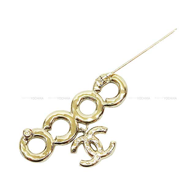 CHANEL broach Coco logo pearl dangling Pearl Champagne Gold HW[EXCELLENT][Authentic]