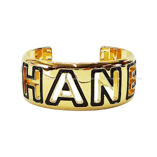 2023 Metiers d'art CHANEL bangle Logo Cuff Metal/Resin Champagne Gold HW ABD664[EXCELLENT][Authentic]