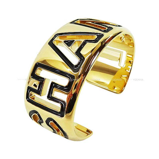 2023 Metiers d'art CHANEL bangle Logo Cuff Metal/Resin Champagne Gold HW ABD664[EXCELLENT][Authentic]