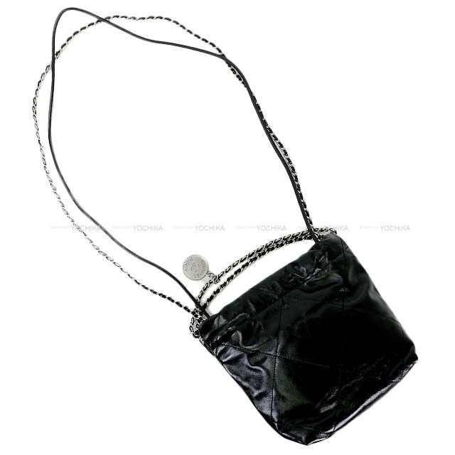 CHANEL Shoulder bag CHANEL 22 Mini MATRASSE hobo with medal charm Chain Noir (Black) Shiny Calfskin Mat Silver HW AS3980[BRAND NEW][Authentic]