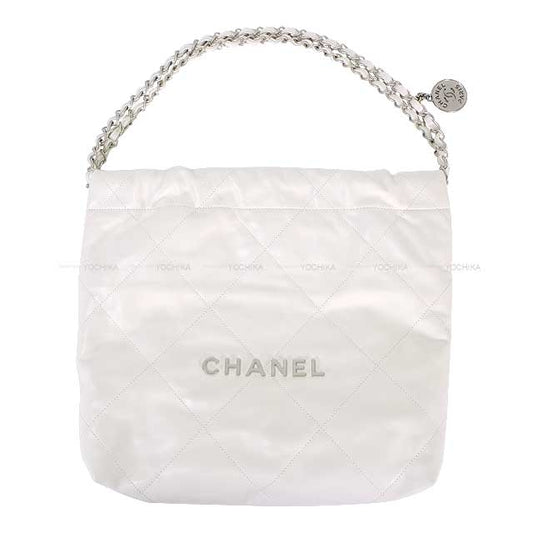 CHANEL Shoulder bag Chanel 22 Matelasse with Medal charm Small Hobo Blanc (White) Shiny Calf Skin Mat Silver HW AS3260[BRAND NEW][Authentic]