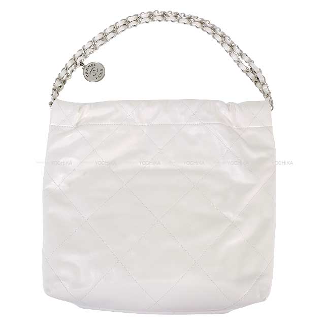 CHANEL Shoulder bag Chanel 22 Matelasse with Medal charm Small Hobo Blanc (White) Shiny Calf Skin Mat Silver HW AS3260[BRAND NEW][Authentic]