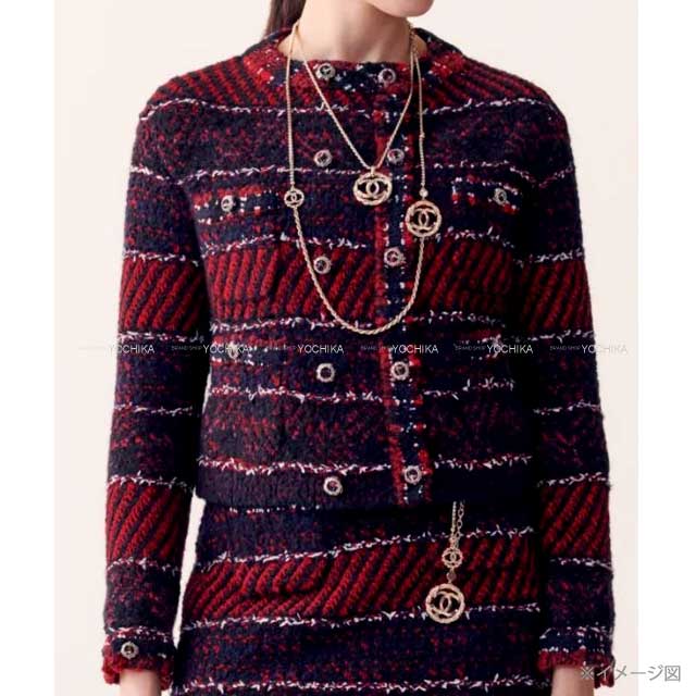 2023 AW CHANEL Plainly colored jacket Women's Tweed Mini COCO Mark Buttons Rouge/Black/White Cashmere #36 P75716[EXCELLENT][Authentic]