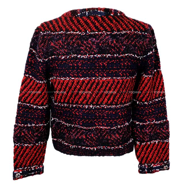 2023 AW CHANEL Plainly colored jacket Women's Tweed Mini COCO Mark Buttons Rouge/Black/White Cashmere #36 P75716[EXCELLENT][Authentic]