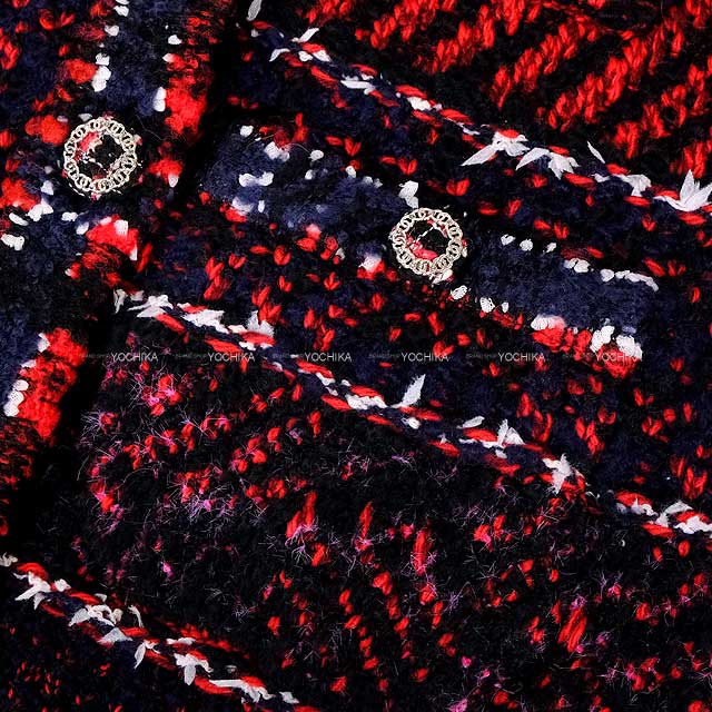 2023 AW CHANEL Plainly colored jacket Women's Tweed Mini COCO Mark Buttons Rouge/Black/White Cashmere #36 P75716[EXCELLENT][Authentic]