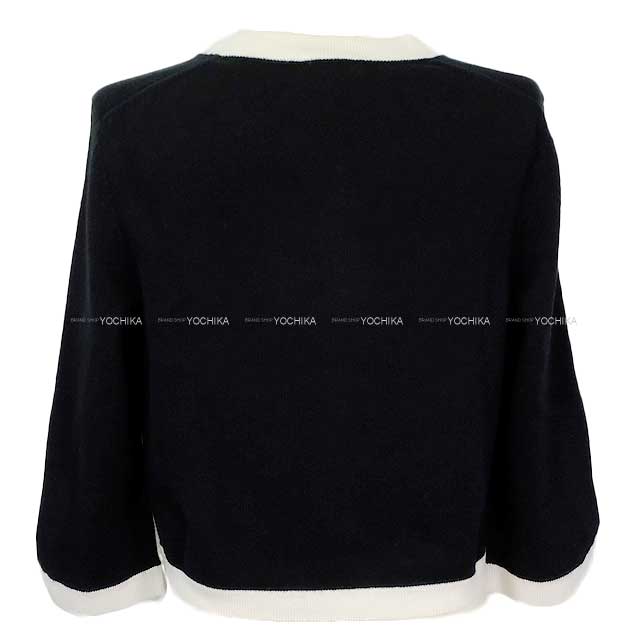 2025 CHANEL Cardigan Womans three quarter sleeve coco button bi-color Noir (Black)/Blanc (White) Cashmere 34 P78954[BRAND NEW][Authentic]