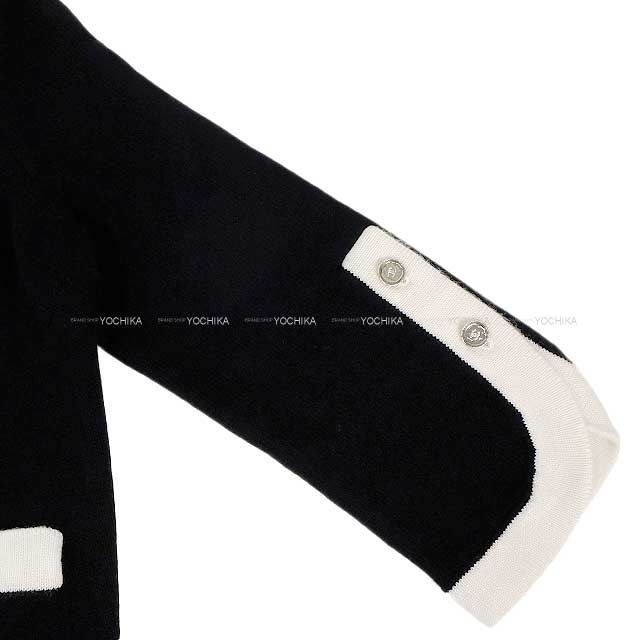 2025 CHANEL Cardigan Womans three quarter sleeve coco button bi-color Noir (Black)/Blanc (White) Cashmere 34 P78954[BRAND NEW][Authentic]