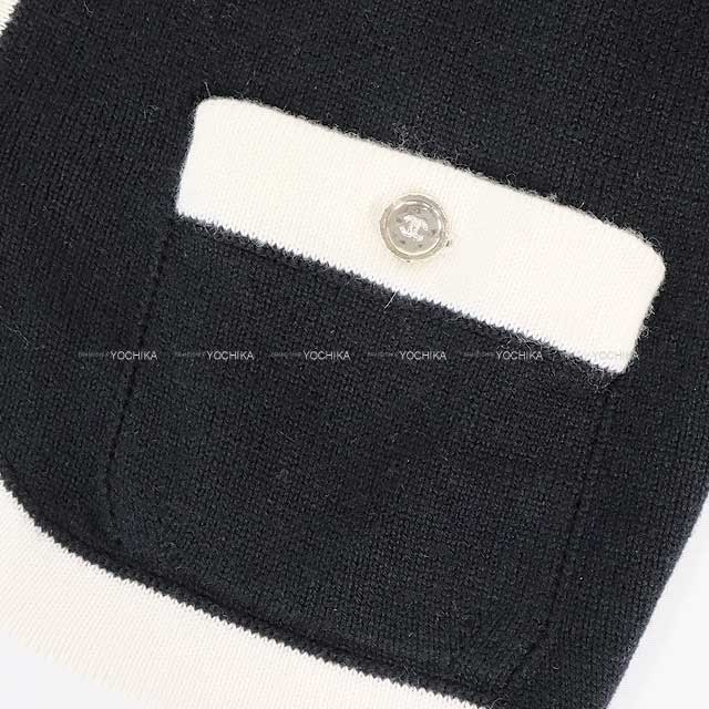 2025 CHANEL Cardigan Womans three quarter sleeve coco button bi-color Noir (Black)/Blanc (White) Cashmere 34 P78954[BRAND NEW][Authentic]