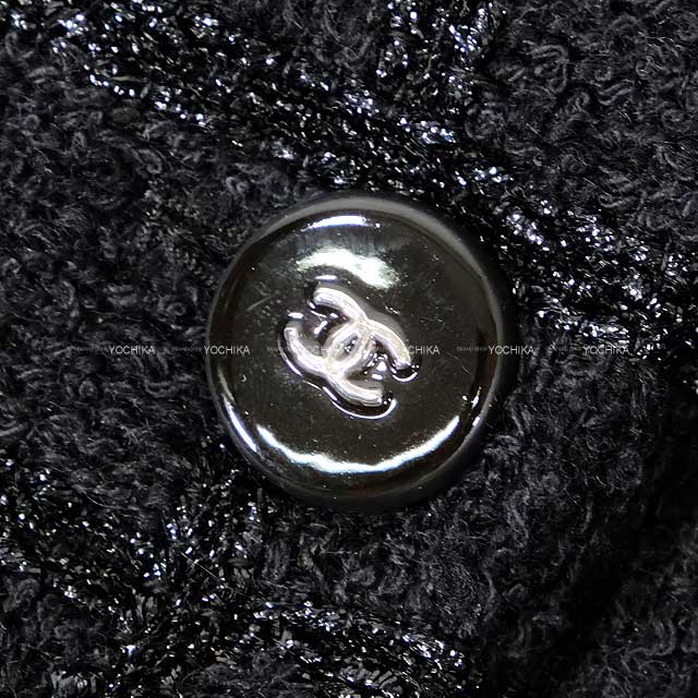 2024AW CHANEL Women's Tweed Jacket three-quarter length coco button window check Noir (Black) 35% Wool / 33% Cotton / 23% Polyester / 8% Polyamide #34 P78203[BRAND NEW][Authentic]