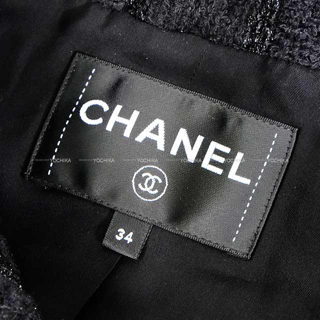 2024AW CHANEL Women's Tweed Jacket three-quarter length coco button window check Noir (Black) 35% Wool / 33% Cotton / 23% Polyester / 8% Polyamide #34 P78203[BRAND NEW][Authentic]
