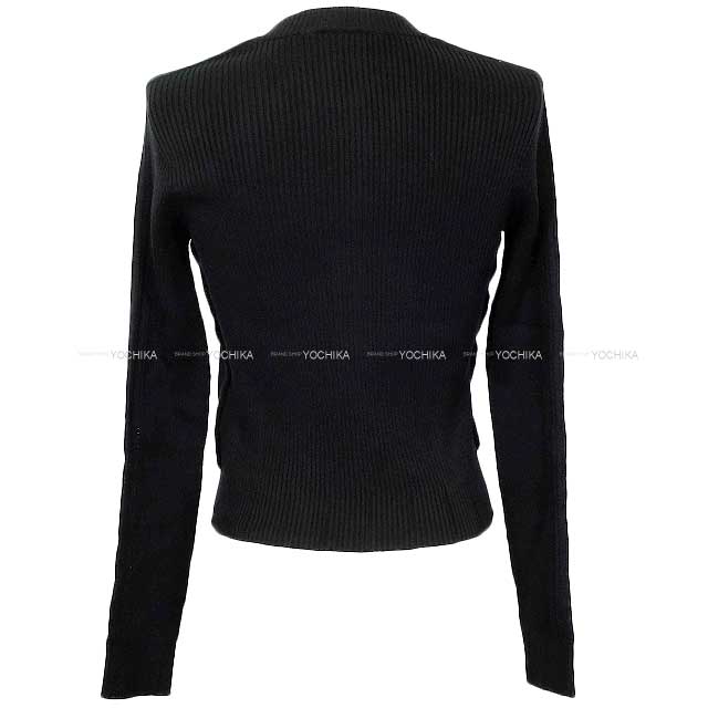 CHANEL Cardigan Women's Coco Button Rib Noir (Black) Cotton #36 P74727[BRAND NEW][Authentic]