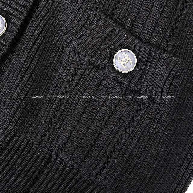 CHANEL Cardigan Women's Coco Button Rib Noir (Black) Cotton #36 P74727[BRAND NEW][Authentic]