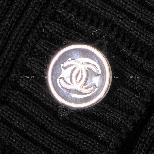 CHANEL Cardigan Women's Coco Button Rib Noir (Black) Cotton #36 P74727[BRAND NEW][Authentic]