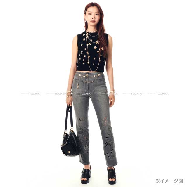 2024SS CHANEL Vests Women's Knit COCO Mark Clover Noir (Black) Cashmere 34 P76928[BRAND NEW][Authentic]