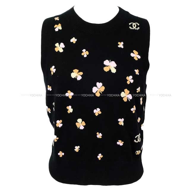2024SS CHANEL Vests Women's Knit COCO Mark Clover Noir (Black) Cashmere #34 P76928[BRAND NEW][Authentic]